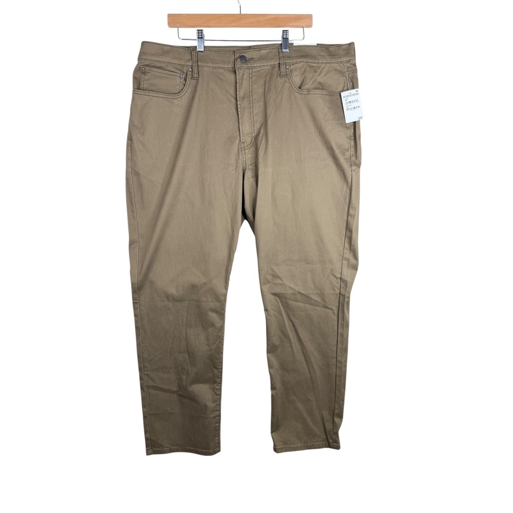 New Lucky Brand Mens 121 Slim Straight Pants size 42X30 Dark Khaki